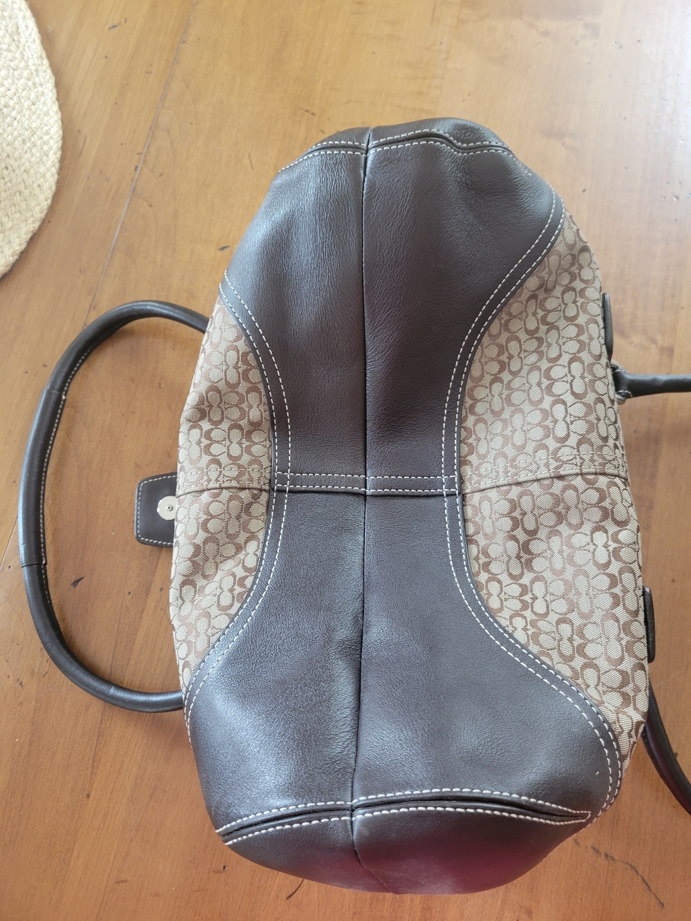Coach Brown and Tan Signature Canvas Shoulder Bag - Picture 7 of 8